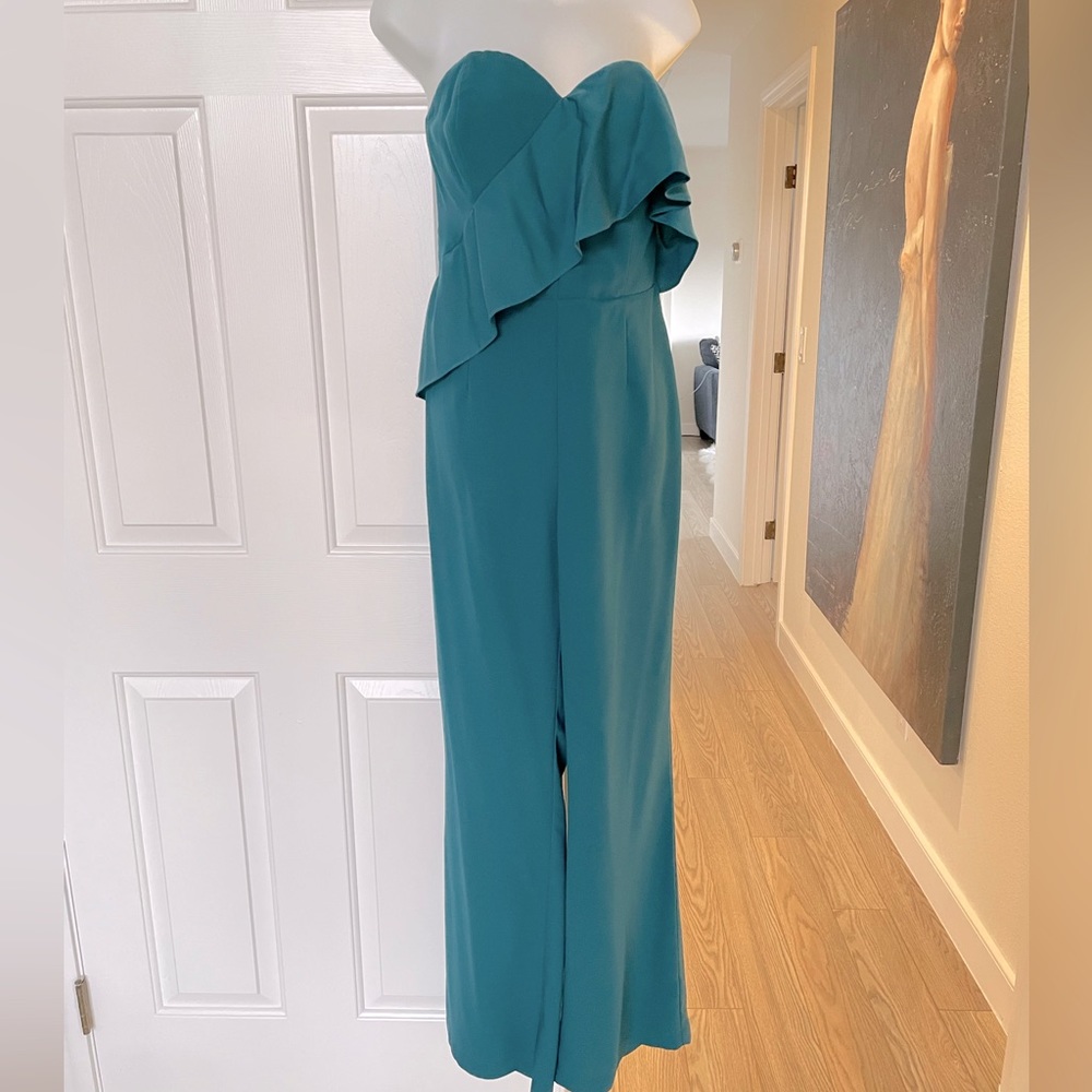 EUC- Adeline Rae Green Jade One Shoulder Jumpsuit